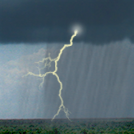 Nearby thunderstorm, Light rain, Overcast